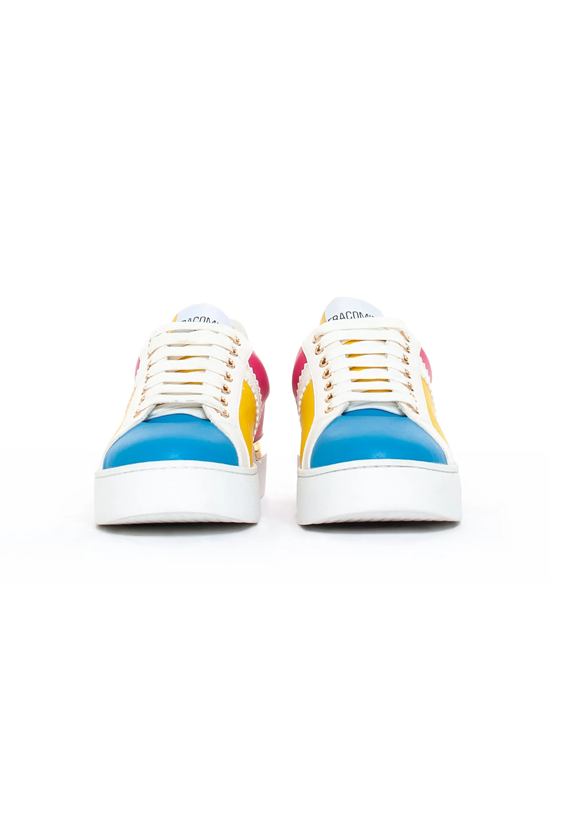 Chunky sneakers with strings made in multi color eco leather