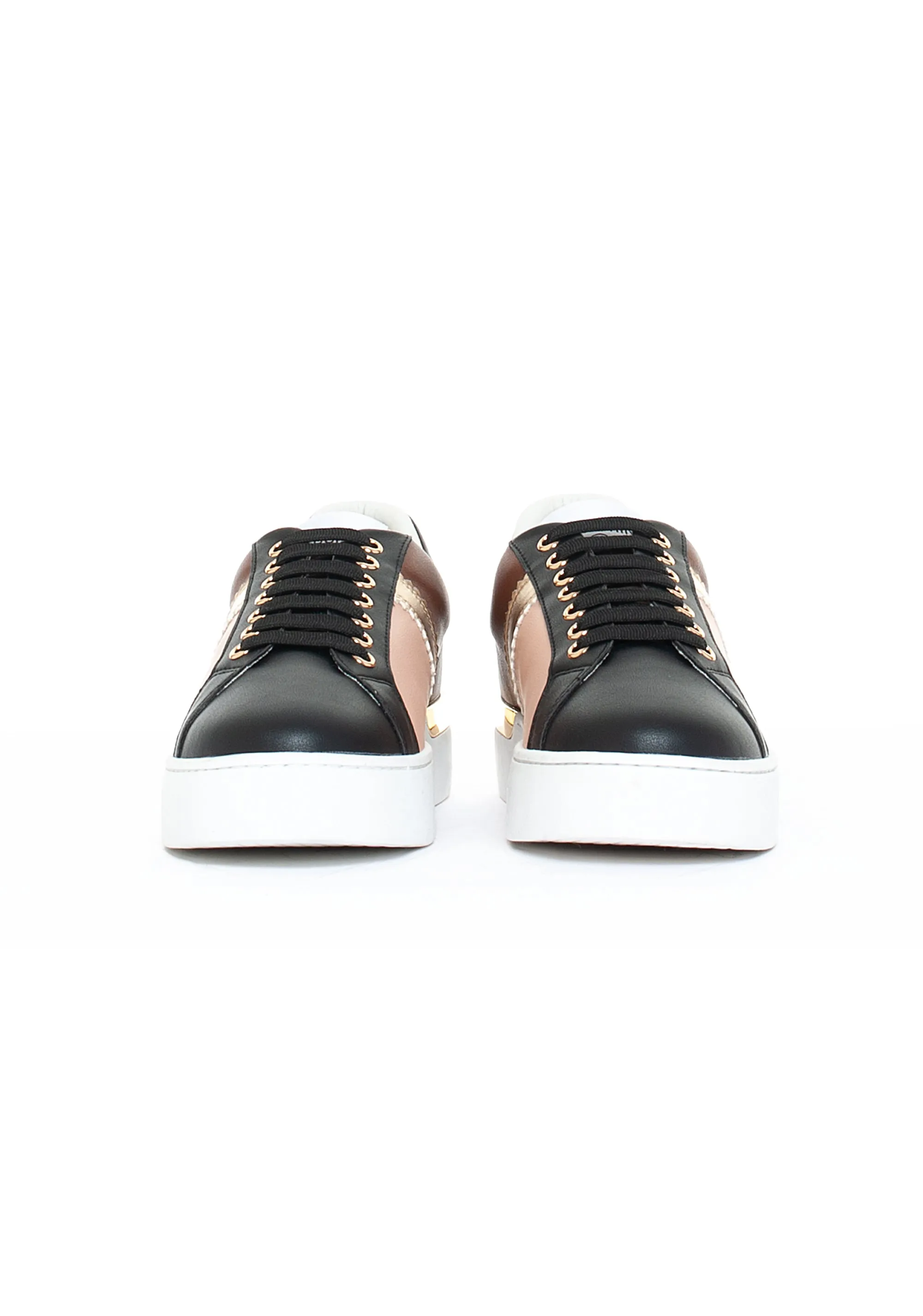 Chunky sneakers with strings made in multi color eco leather