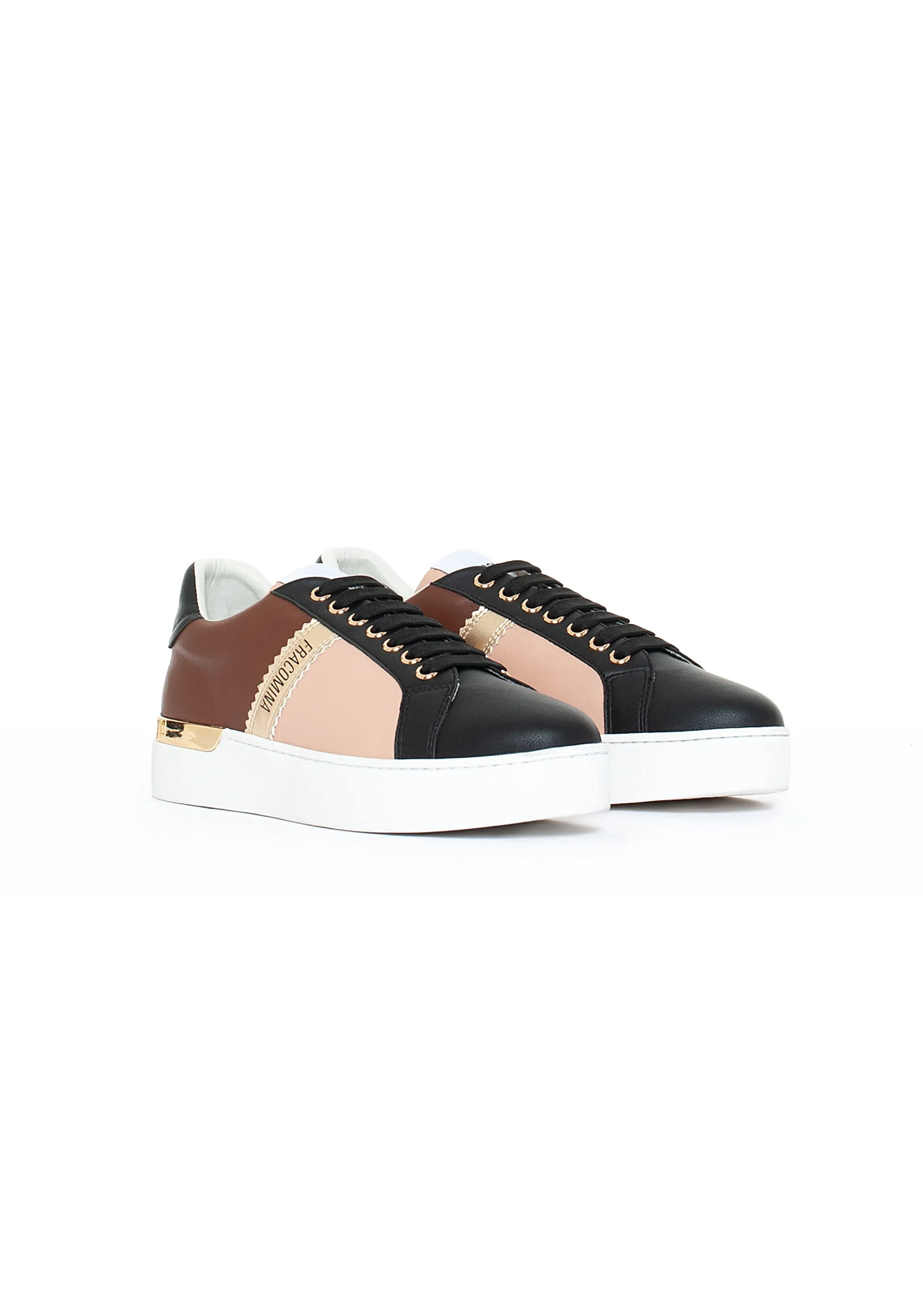 Chunky sneakers with strings made in multi color eco leather