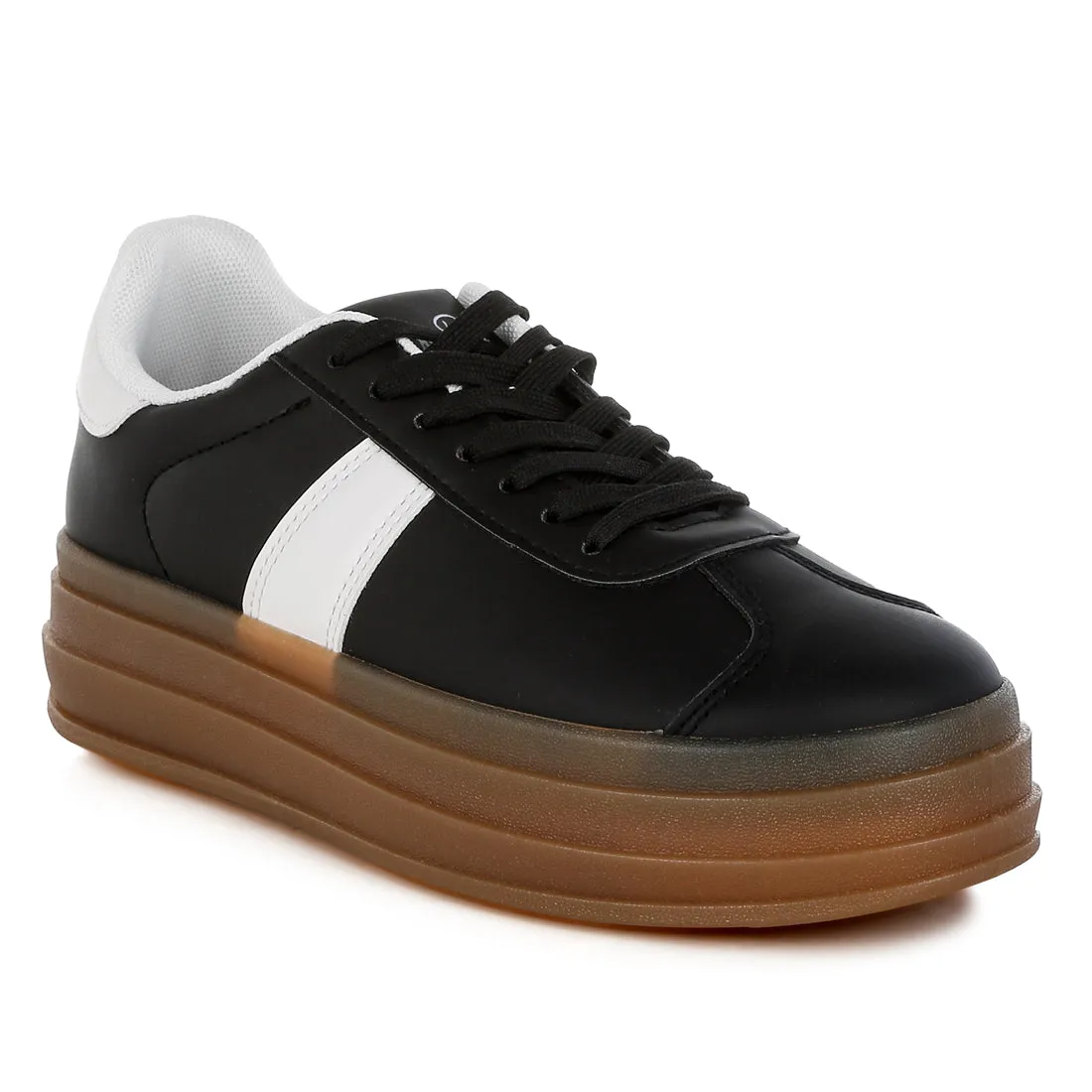 Classic Faux Leather Lace-Up Sneakers