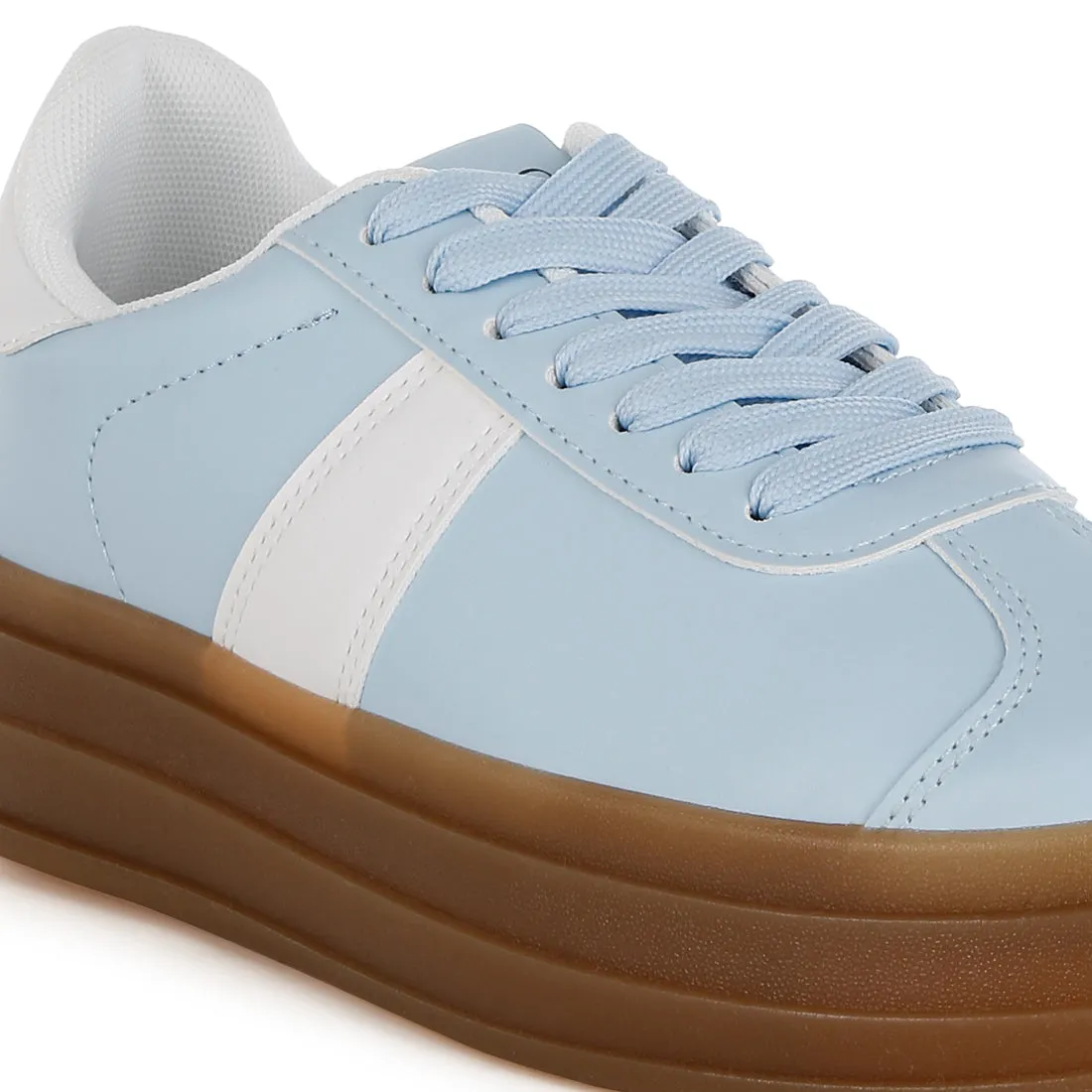 Classic Faux Leather Lace-Up Sneakers