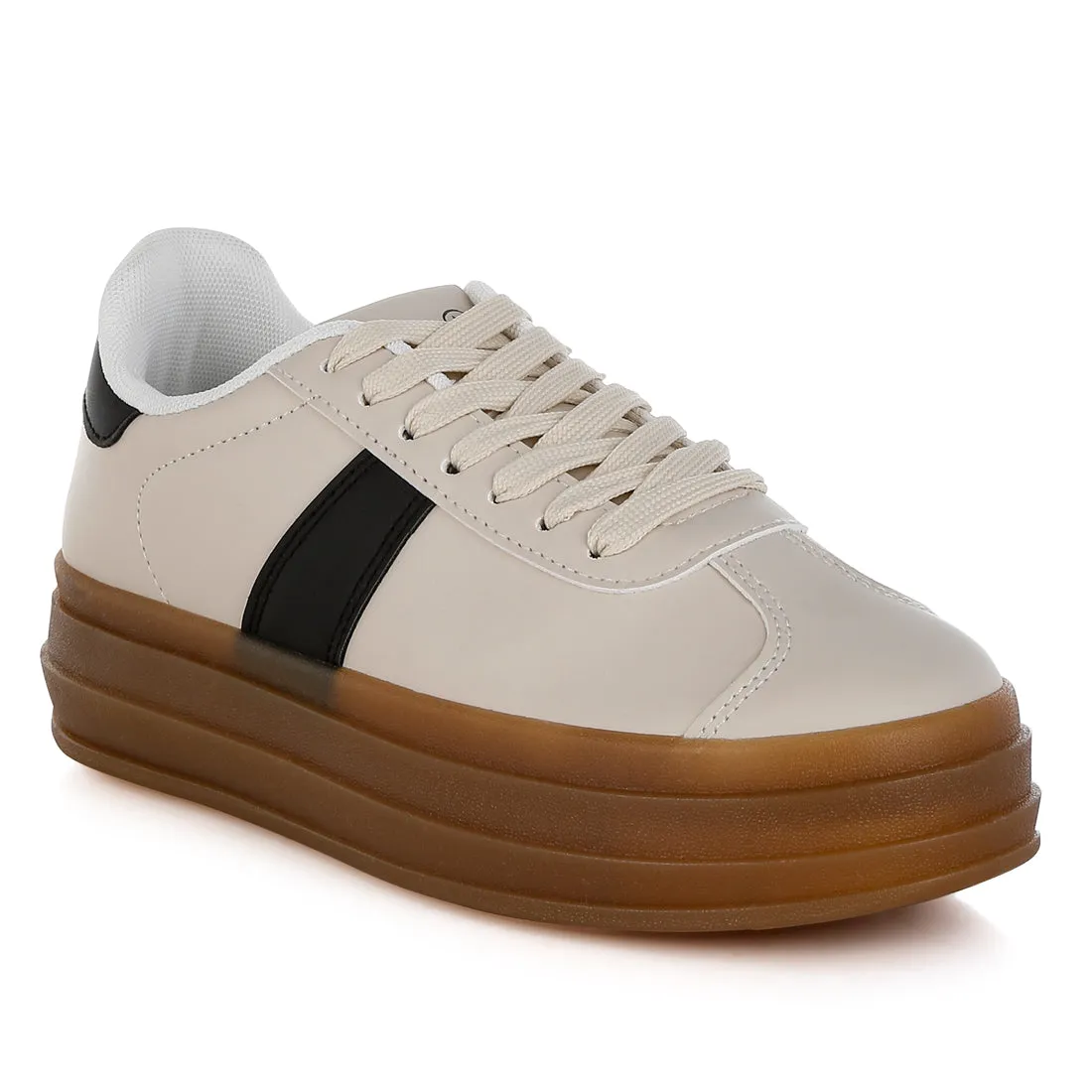 Classic Faux Leather Lace-Up Sneakers