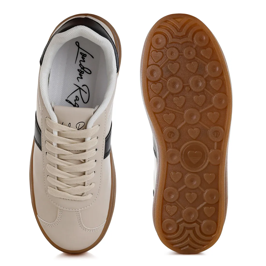 Classic Faux Leather Lace-Up Sneakers