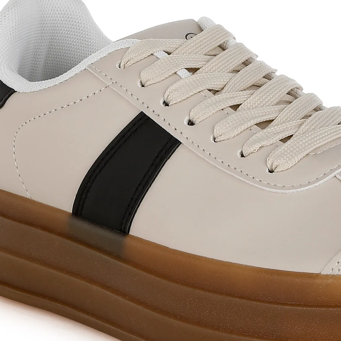 Classic Faux Leather Lace-Up Sneakers