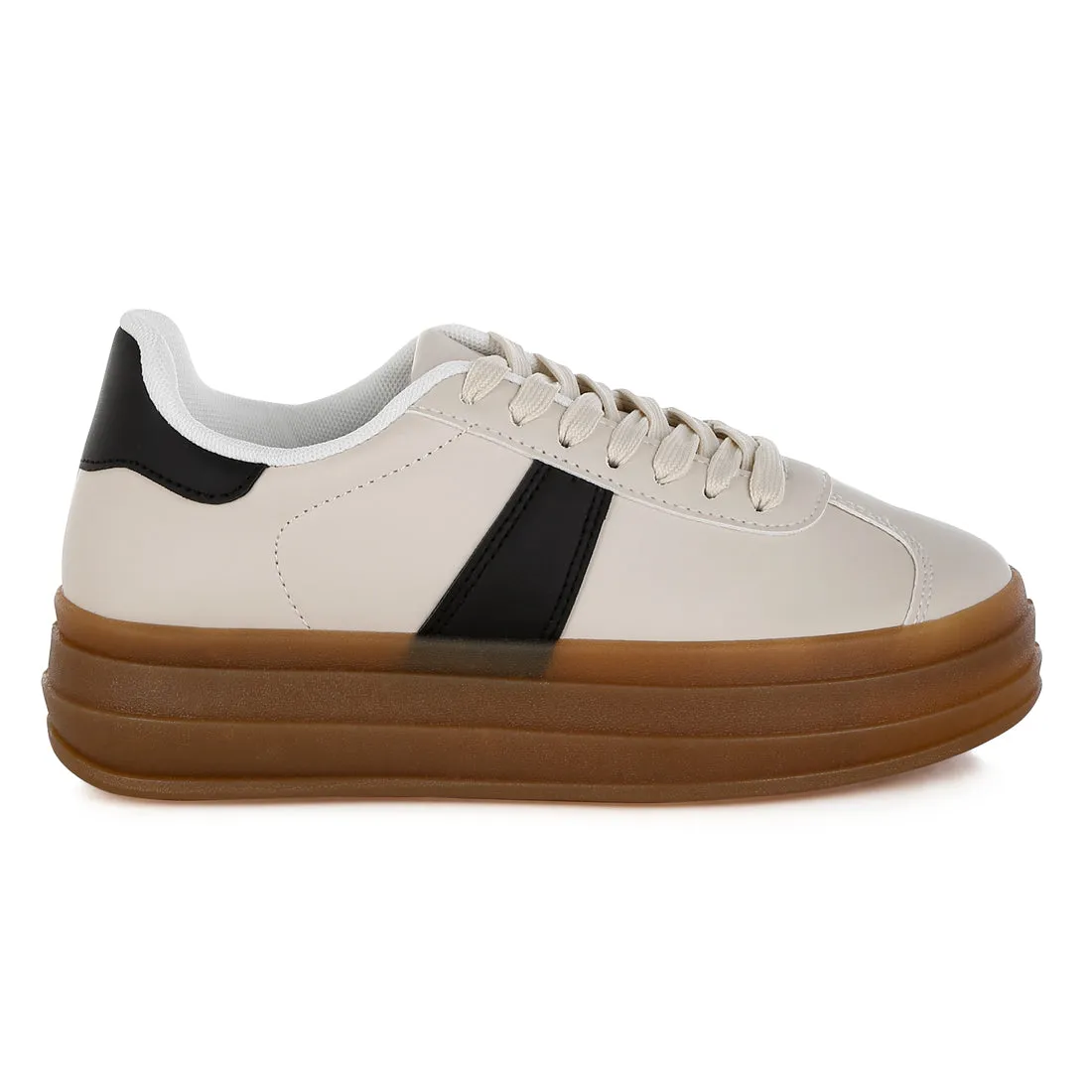 Classic Faux Leather Lace-Up Sneakers
