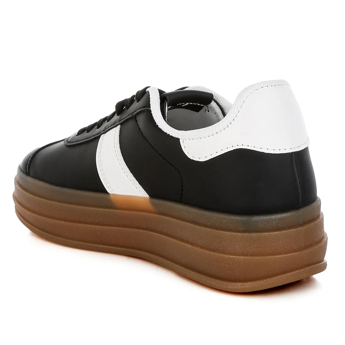 Classic Faux Leather Lace-Up Sneakers