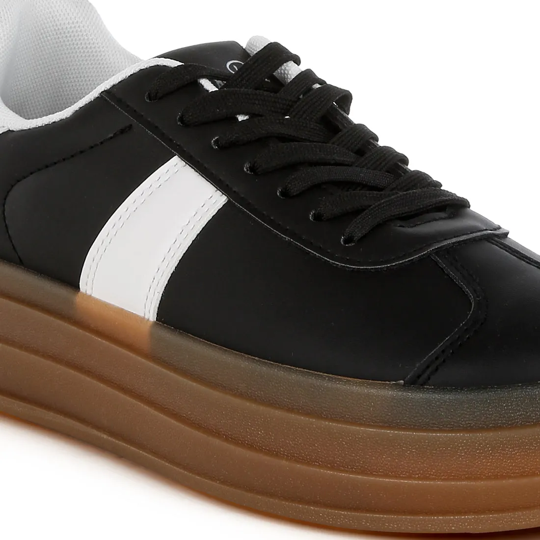 Classic Faux Leather Lace-Up Sneakers
