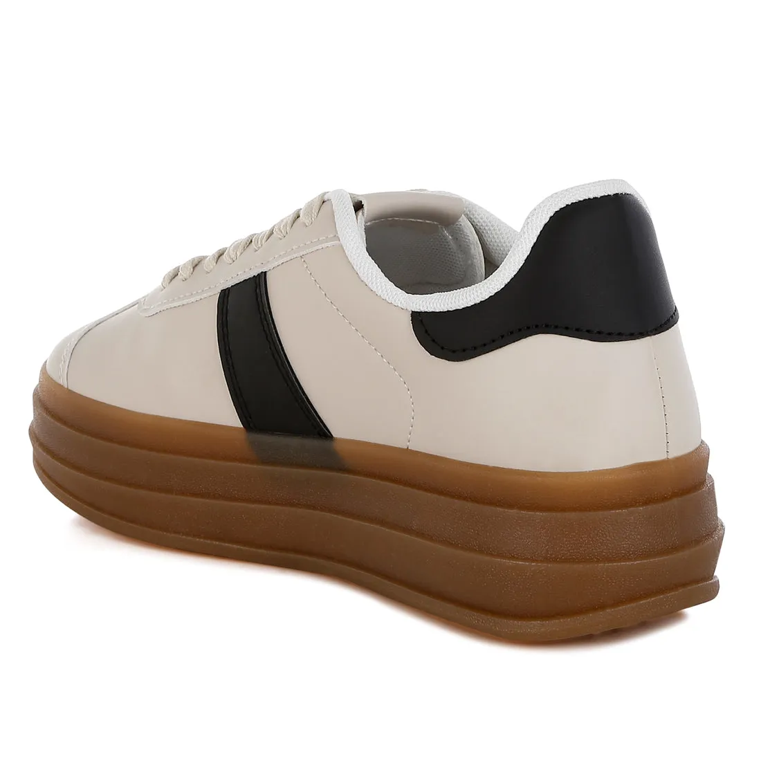Classic Faux Leather Lace-Up Sneakers