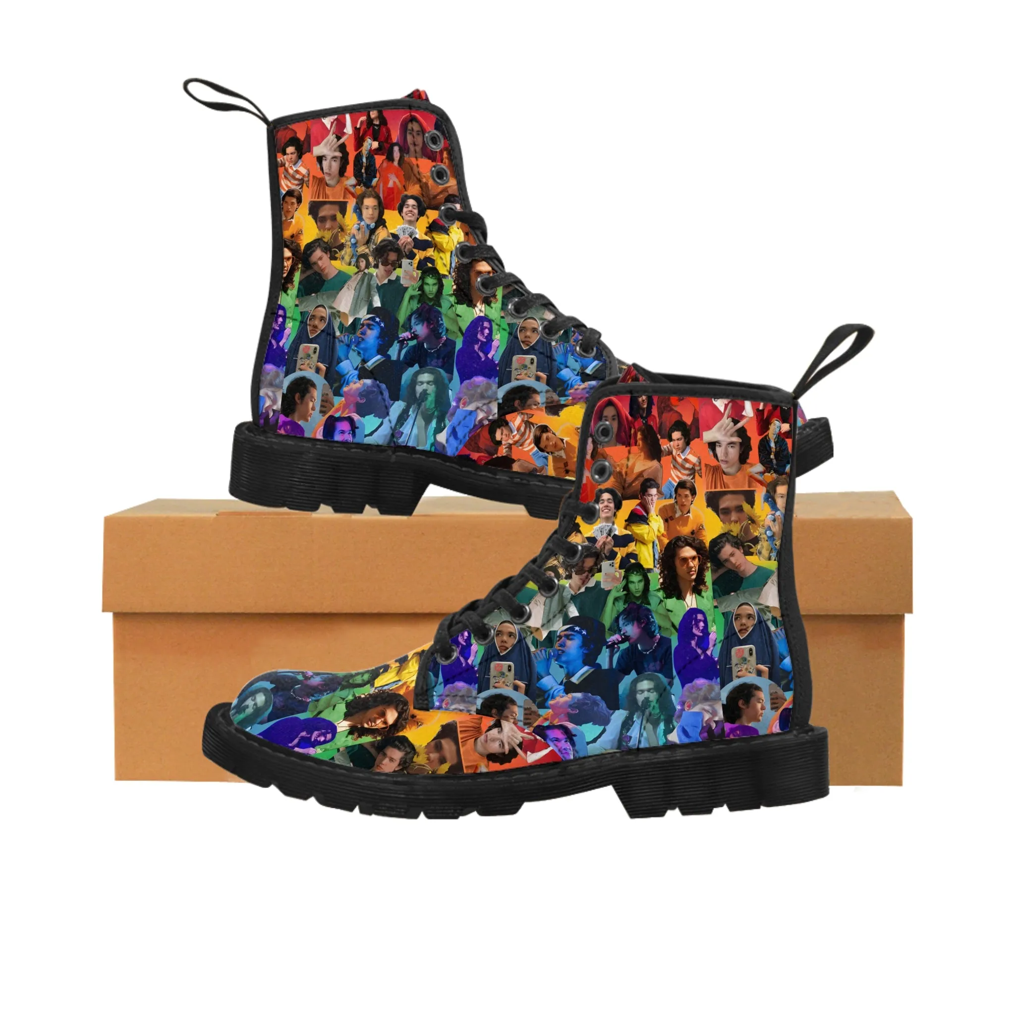Conan Grey Rainbow Photo Collage Men's Canvas Boots