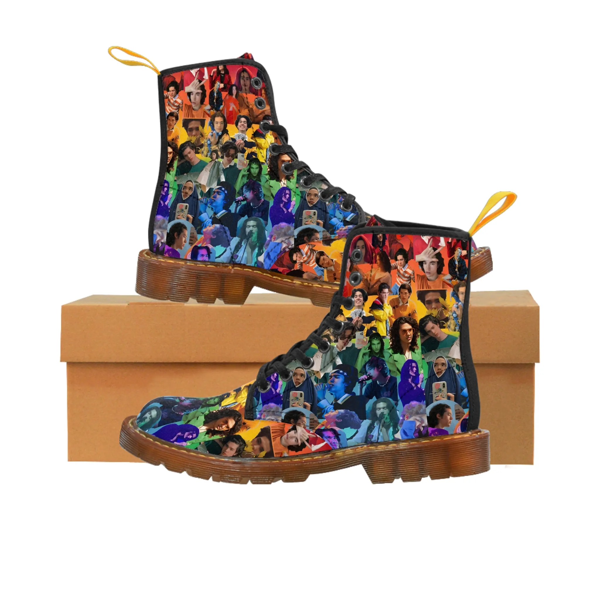 Conan Grey Rainbow Photo Collage Men's Canvas Boots