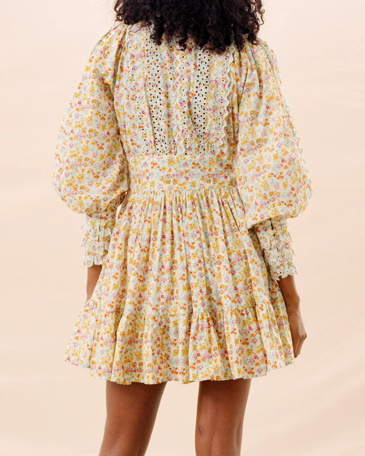Cotton Slub Mini Dress - Flower Garden