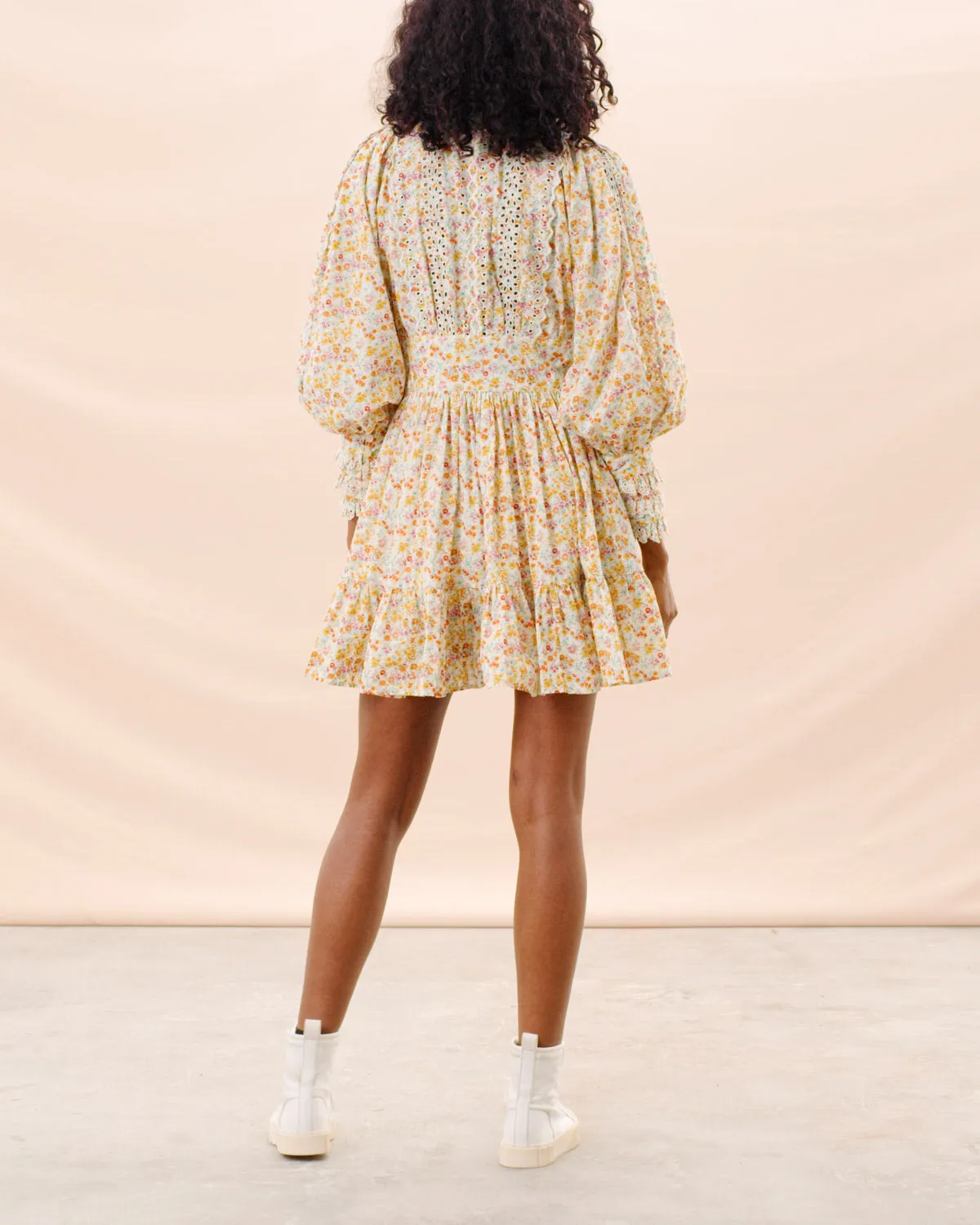 Cotton Slub Mini Dress - Flower Garden
