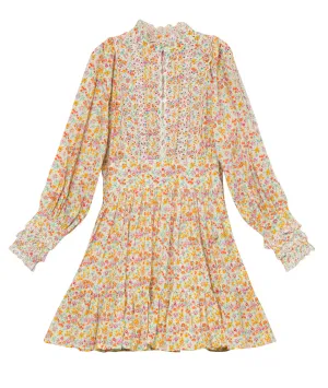 Cotton Slub Mini Dress - Flower Garden