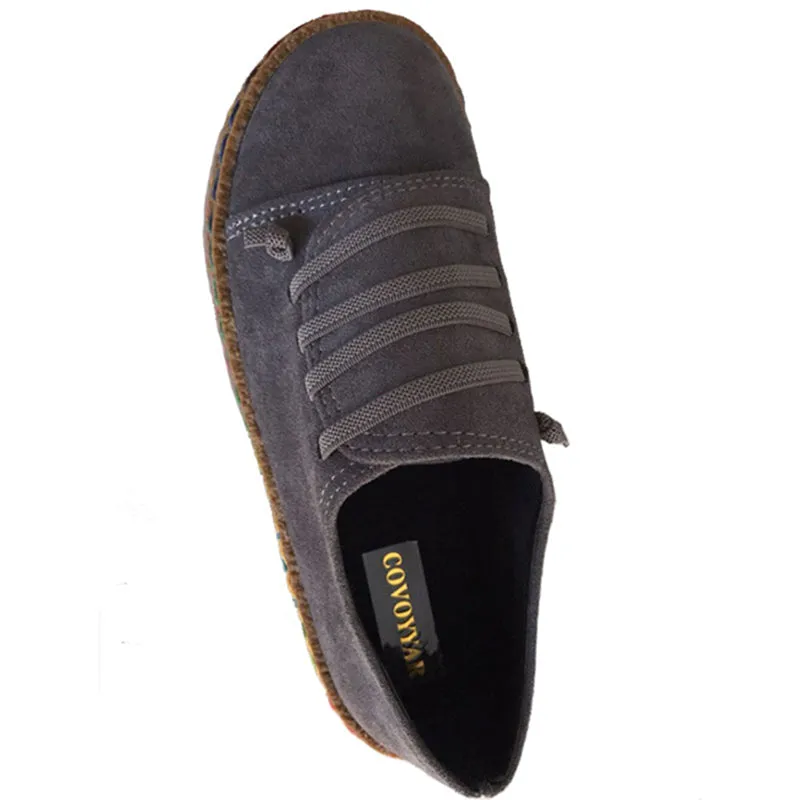 Covoyyar 2022 Spring Causal Flat Women Shoes Special Lace Up Canvas Lady Shoes Comfort Slip On Wfs27