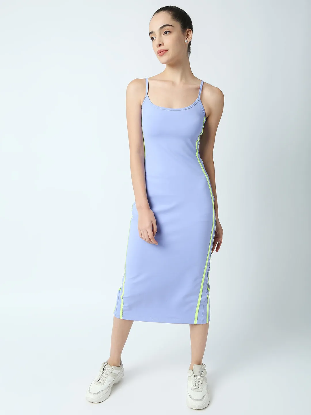Disrupt Women Blue Strappy Midi Dress With Contrast Side Piping