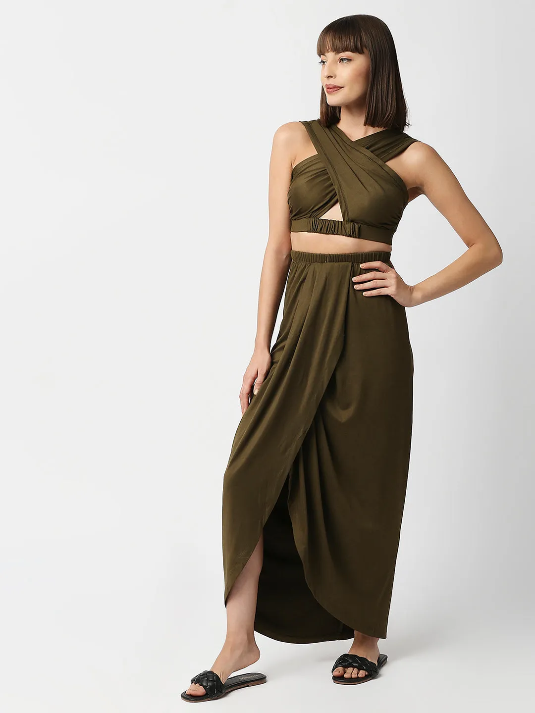 Disrupt Women's Criss Cross Tank Top With Skirt 2 Piece Co-ord Set