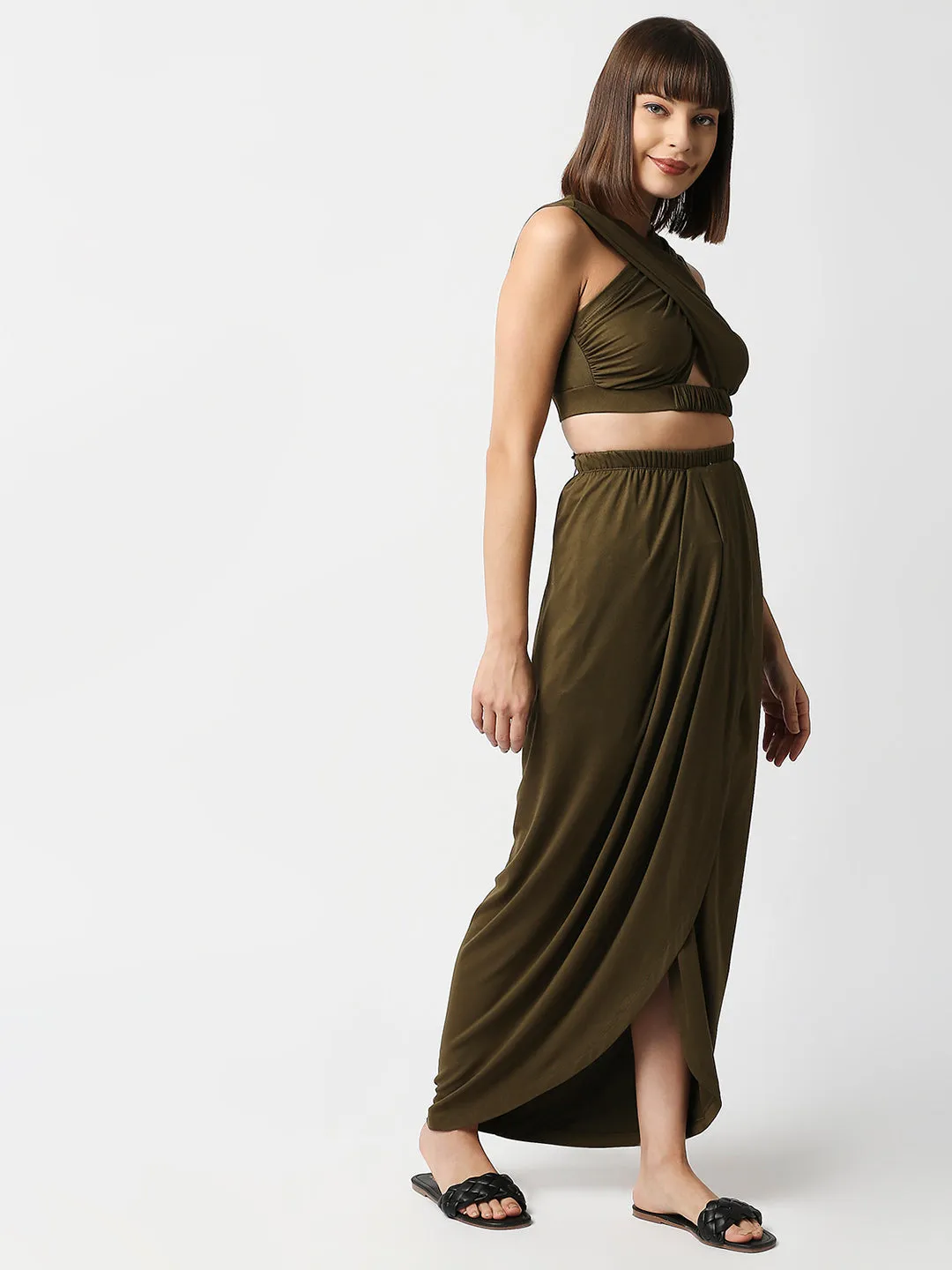 Disrupt Women's Criss Cross Tank Top With Skirt 2 Piece Co-ord Set