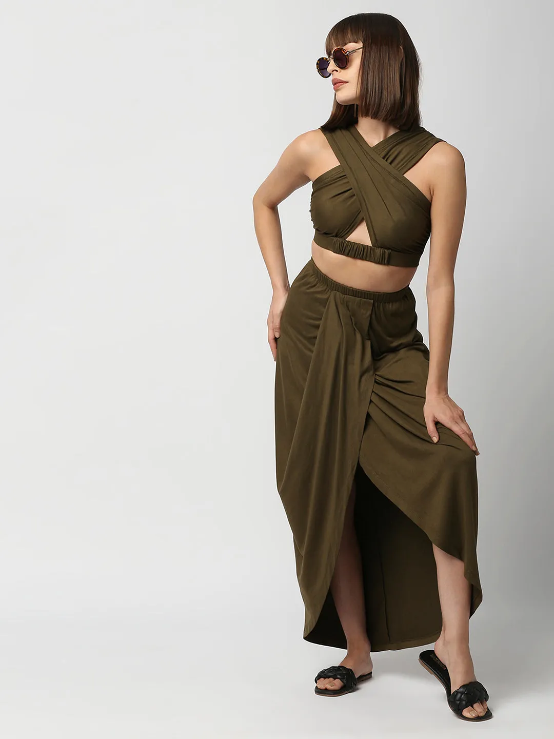 Disrupt Women's Criss Cross Tank Top With Skirt 2 Piece Co-ord Set