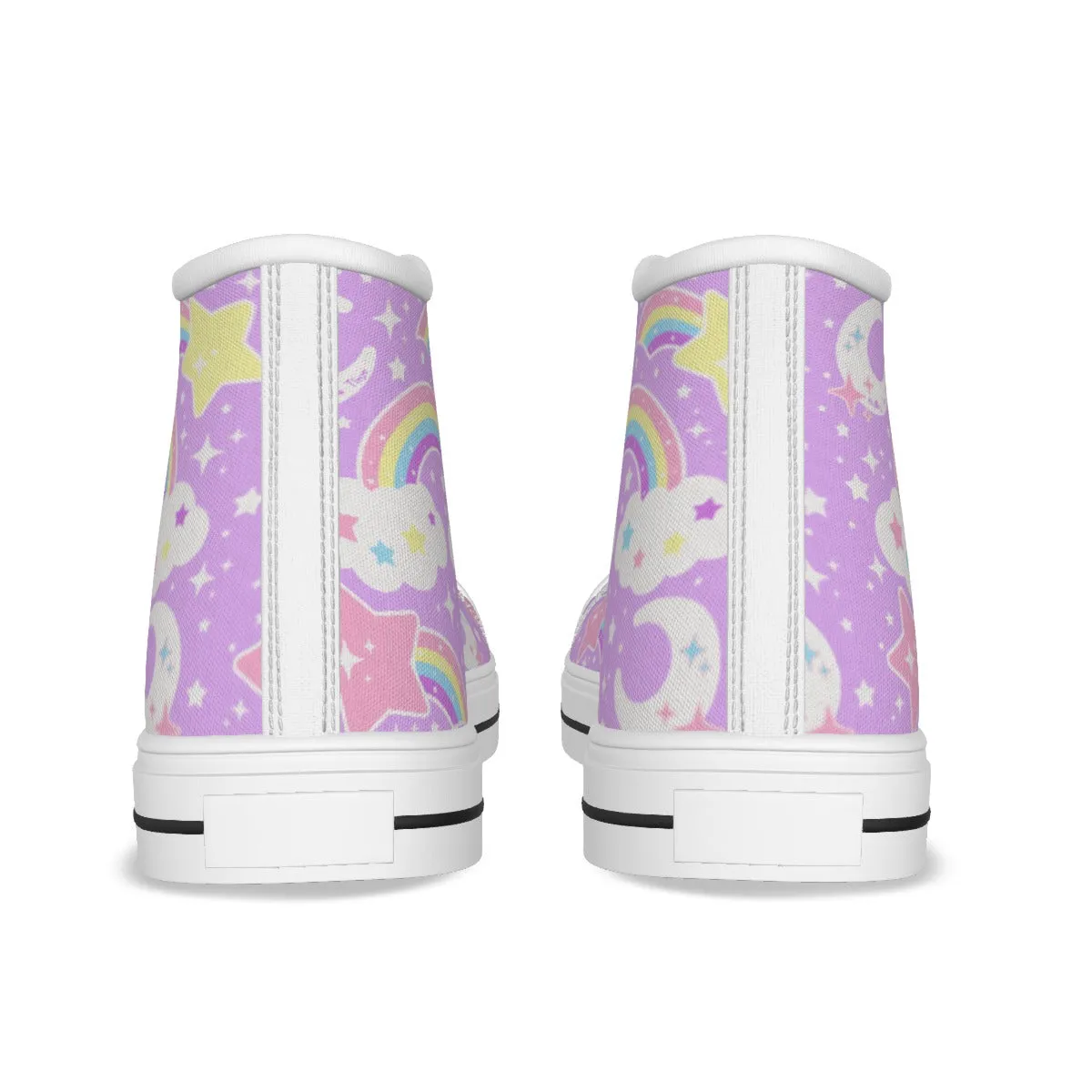 Dreamy Rainbow Women's High Top Cutie Canvas Shoes (Purple)