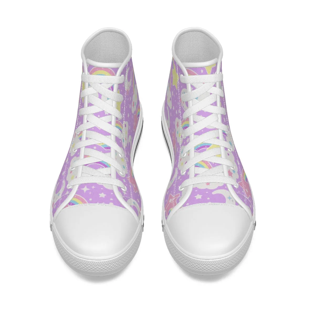 Dreamy Rainbow Women's High Top Cutie Canvas Shoes (Purple)