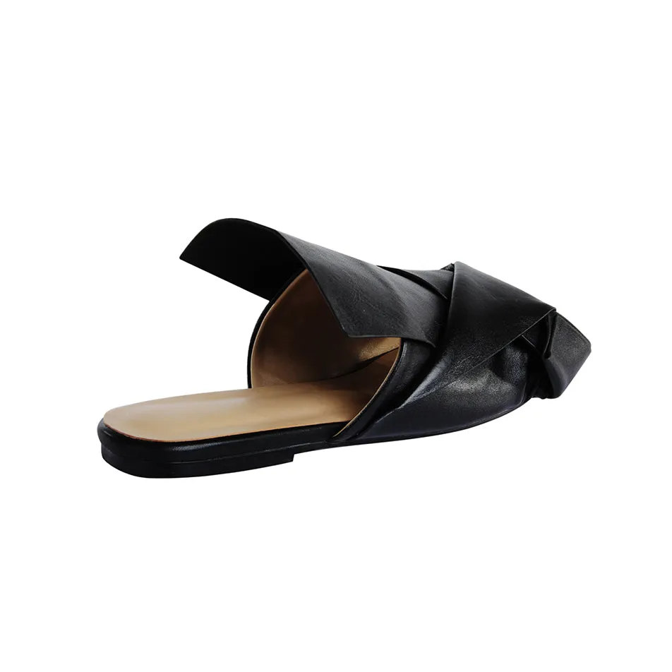 ELIZA Knotted Leather Slipper Slides