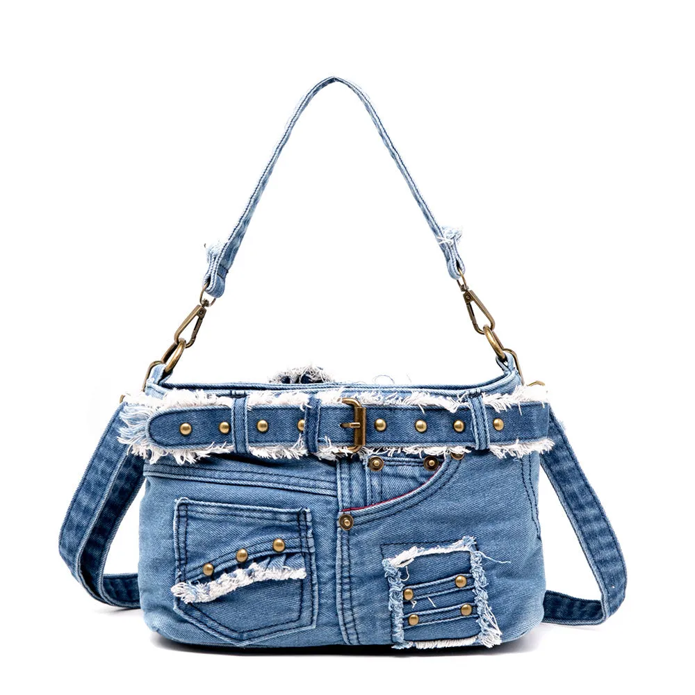 Fashion Simple Casual Denim Canvas Shoulder Bag Messenger Bag Wholesale Women Accessories