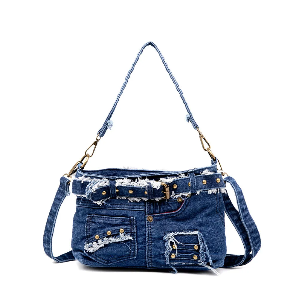 Fashion Simple Casual Denim Canvas Shoulder Bag Messenger Bag Wholesale Women Accessories