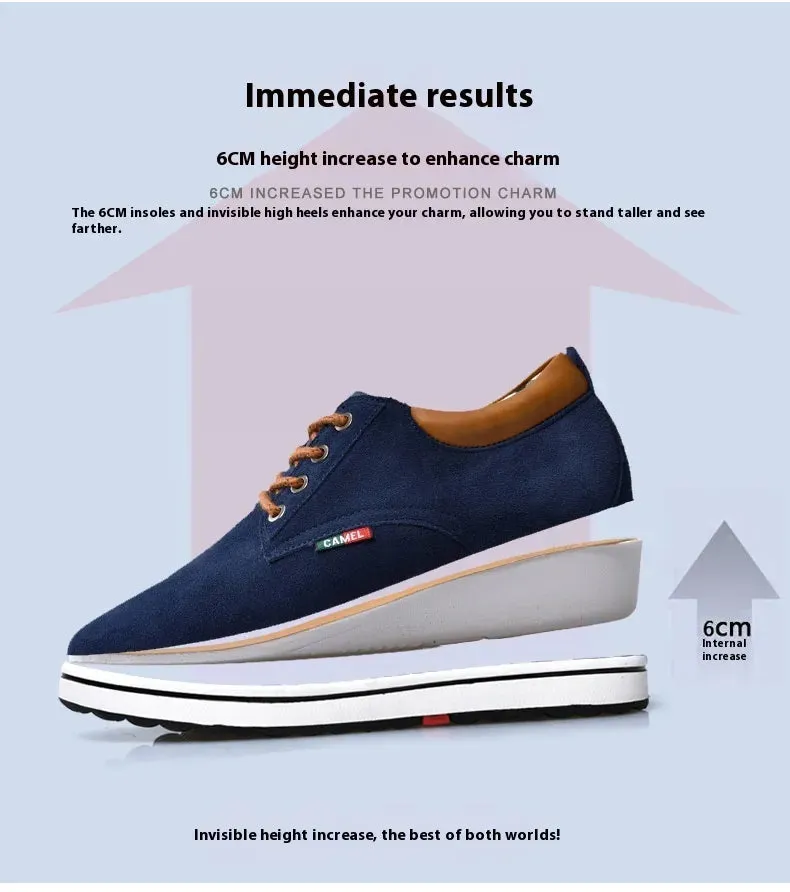 Genuine Leather Wear-resisting Sand Non-slip Elevator Shoes Men