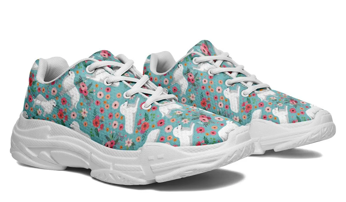 Great Pyrenees Flower Chunky Sneakers