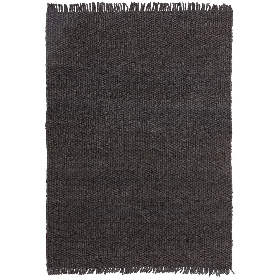 Grove Plain Hand-Woven Jute Flatweave Charcoal Grey Rug