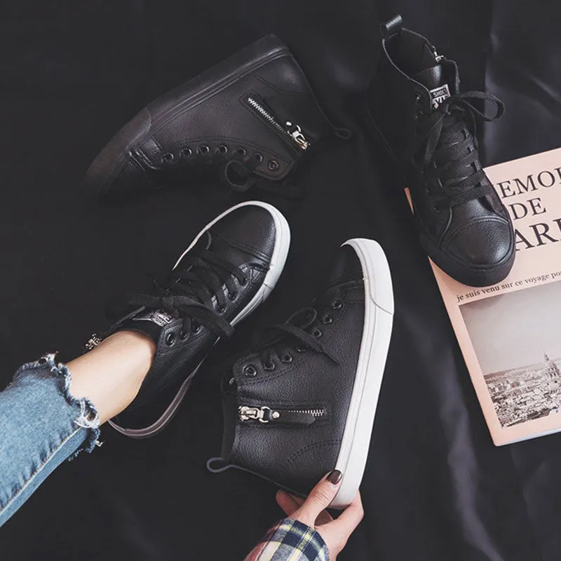 High-Top Waterproof Leather Soft Bottom Canvas Women's Boots