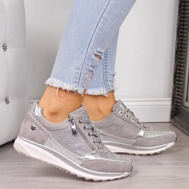 Joskaa-Women Casual Shoes 2024 New Fashion Wedge  Flat Shoes Zipper Lace Up Comfortable Ladies Sneakers Female Vulcanized Shoes