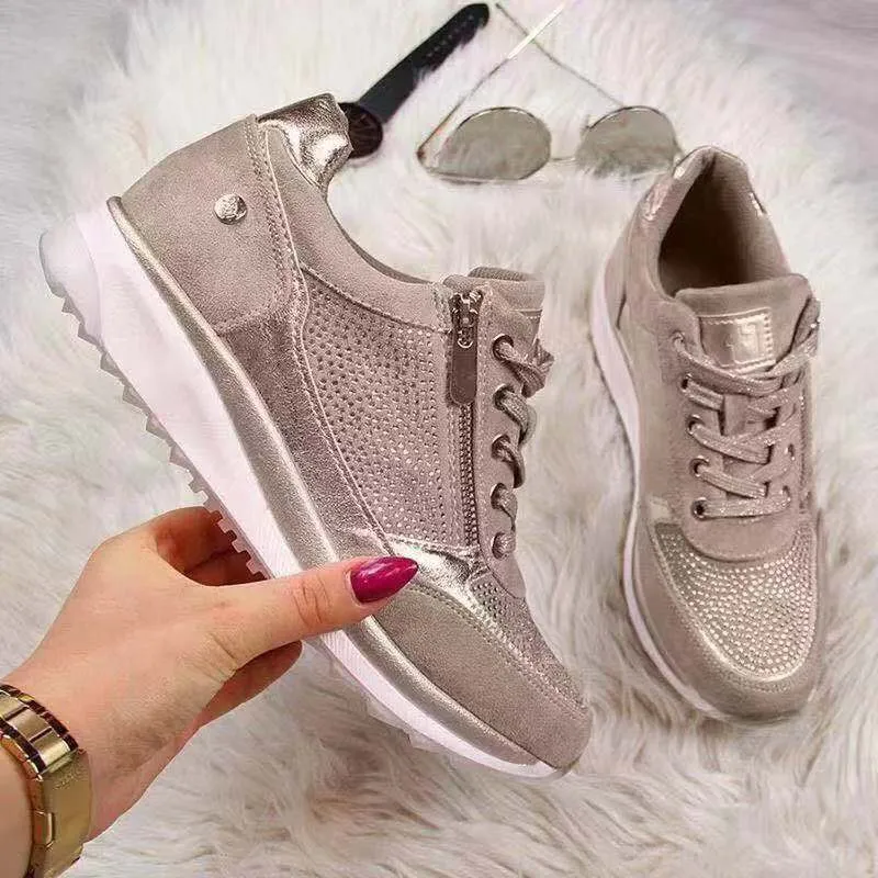 Joskaa-Women Casual Shoes 2024 New Fashion Wedge  Flat Shoes Zipper Lace Up Comfortable Ladies Sneakers Female Vulcanized Shoes