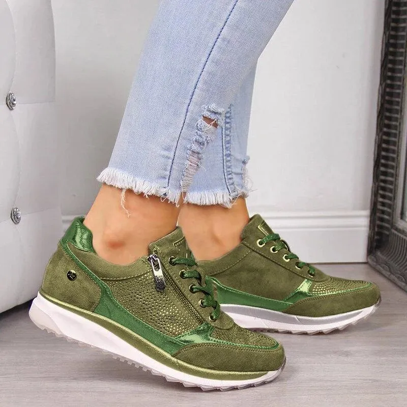 Joskaa-Women Casual Shoes 2024 New Fashion Wedge  Flat Shoes Zipper Lace Up Comfortable Ladies Sneakers Female Vulcanized Shoes
