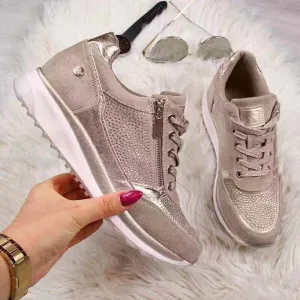Joskaa-Women Casual Shoes 2024 New Fashion Wedge  Flat Shoes Zipper Lace Up Comfortable Ladies Sneakers Female Vulcanized Shoes