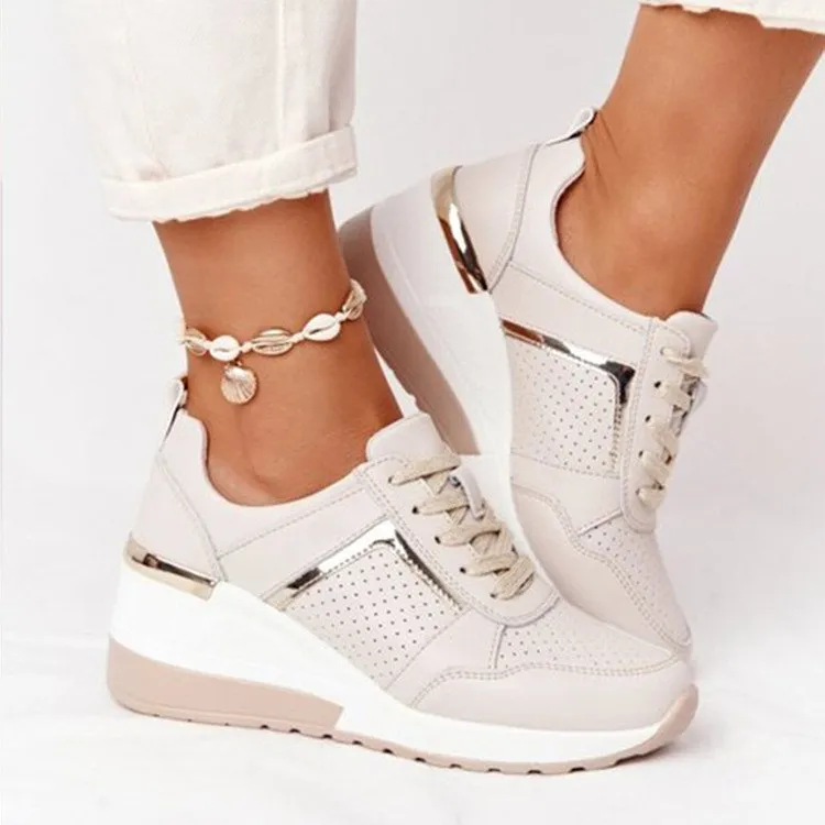 Joskaa-Women Casual Shoes 2024 New Fashion Wedge  Flat Shoes Zipper Lace Up Comfortable Ladies Sneakers Female Vulcanized Shoes