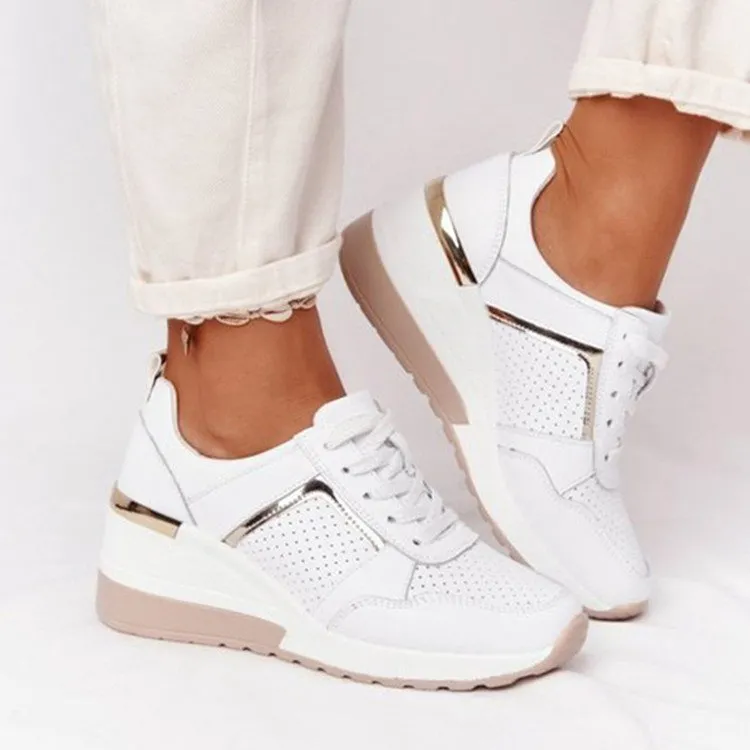 Joskaa-Women Casual Shoes 2024 New Fashion Wedge  Flat Shoes Zipper Lace Up Comfortable Ladies Sneakers Female Vulcanized Shoes