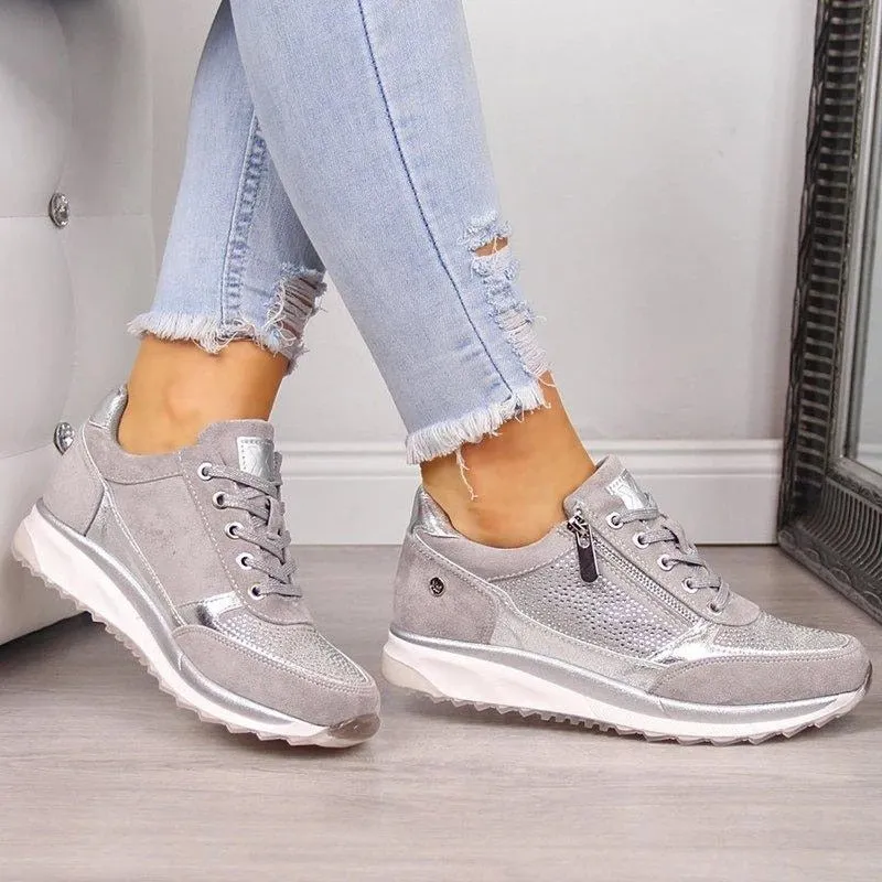 Joskaa-Women Casual Shoes 2024 New Fashion Wedge  Flat Shoes Zipper Lace Up Comfortable Ladies Sneakers Female Vulcanized Shoes