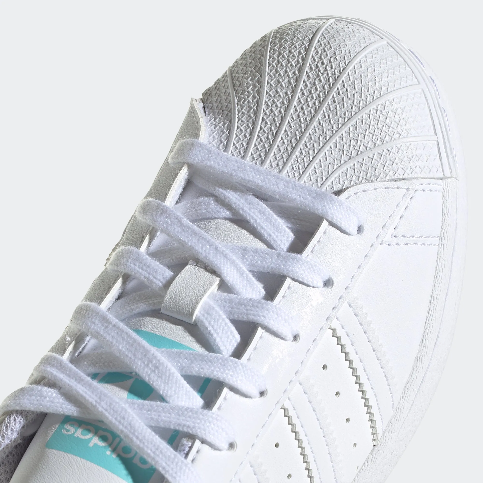 Kids’ adidas Originals Superstar Shoes White Pulse Aqua