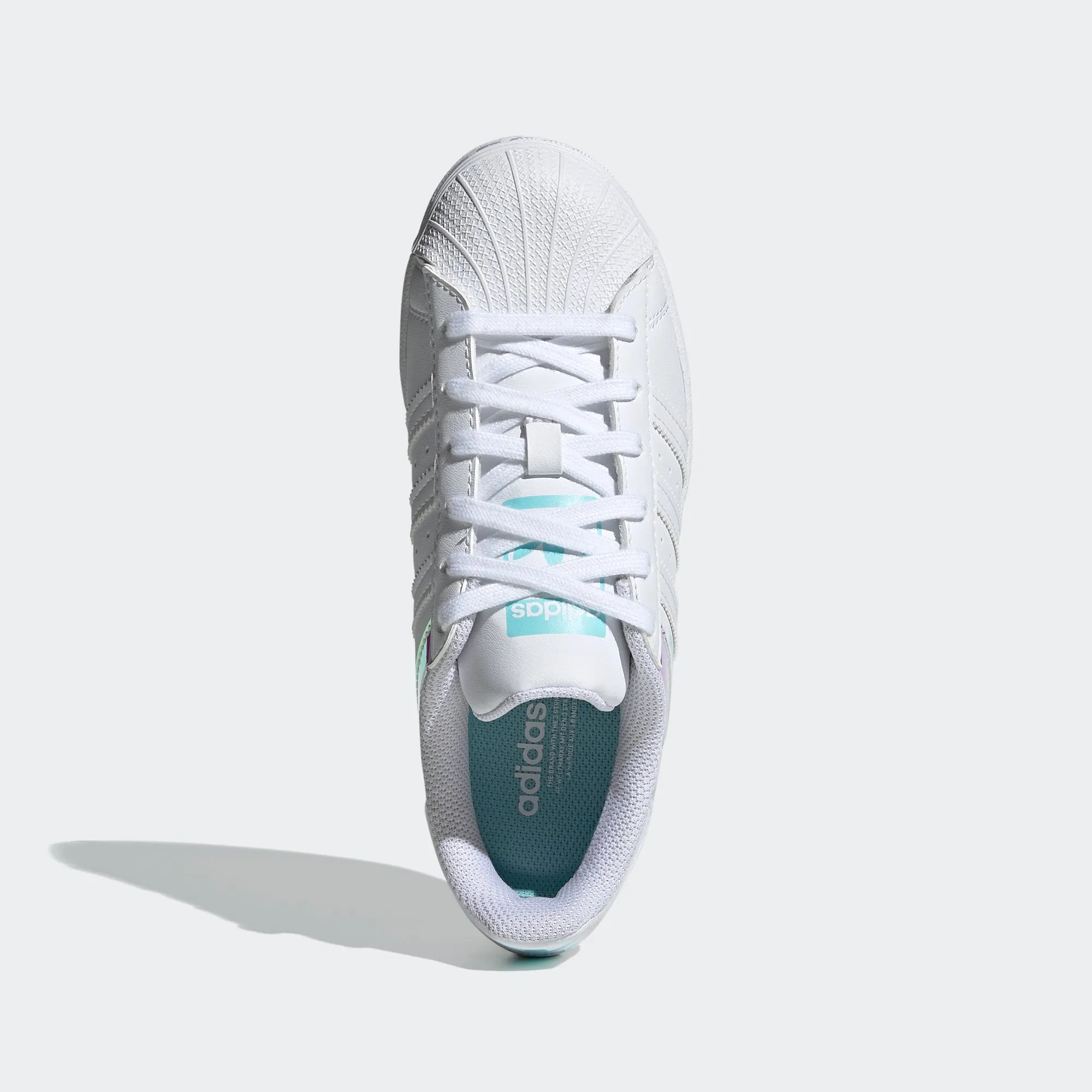 Kids’ adidas Originals Superstar Shoes White Pulse Aqua