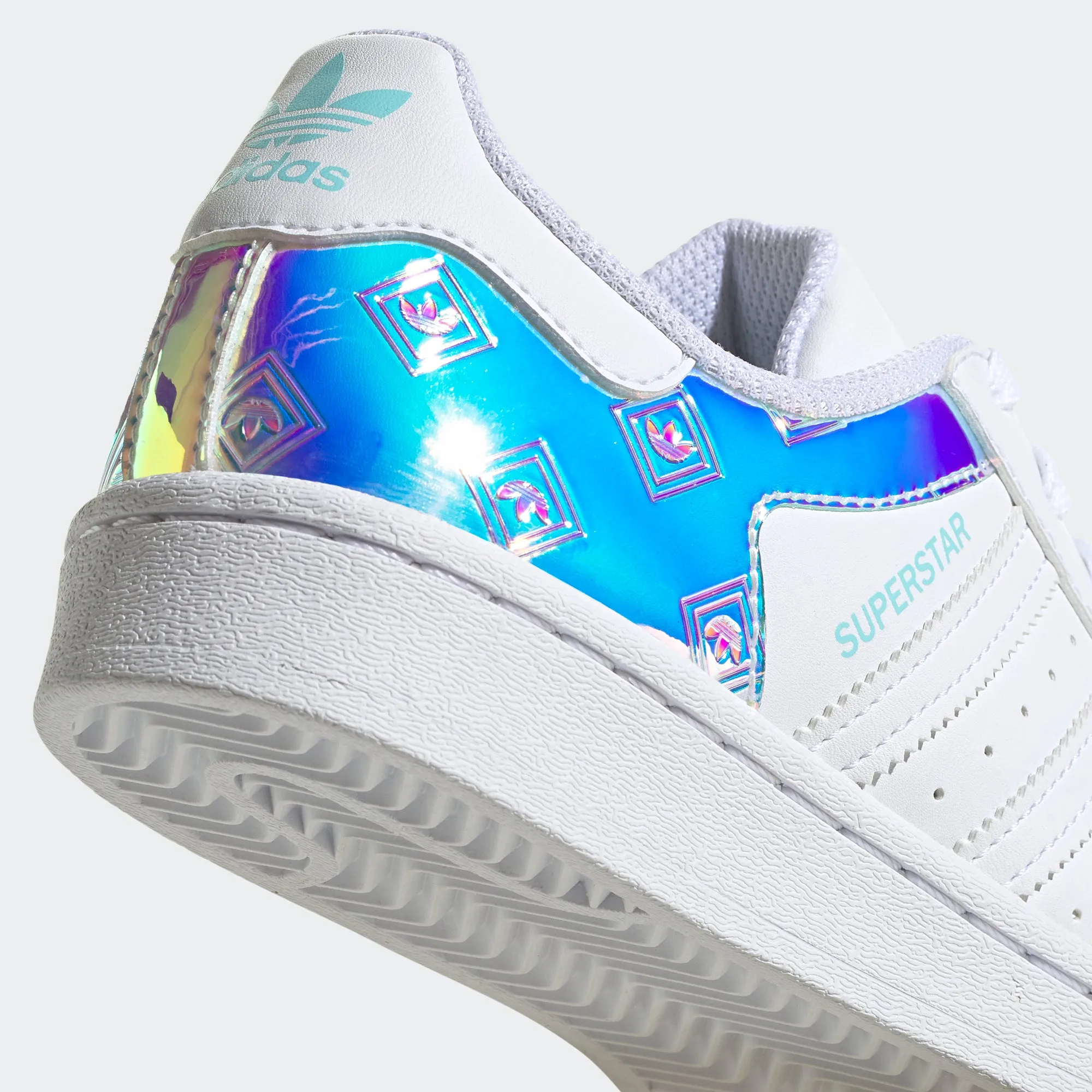 Kids’ adidas Originals Superstar Shoes White Pulse Aqua