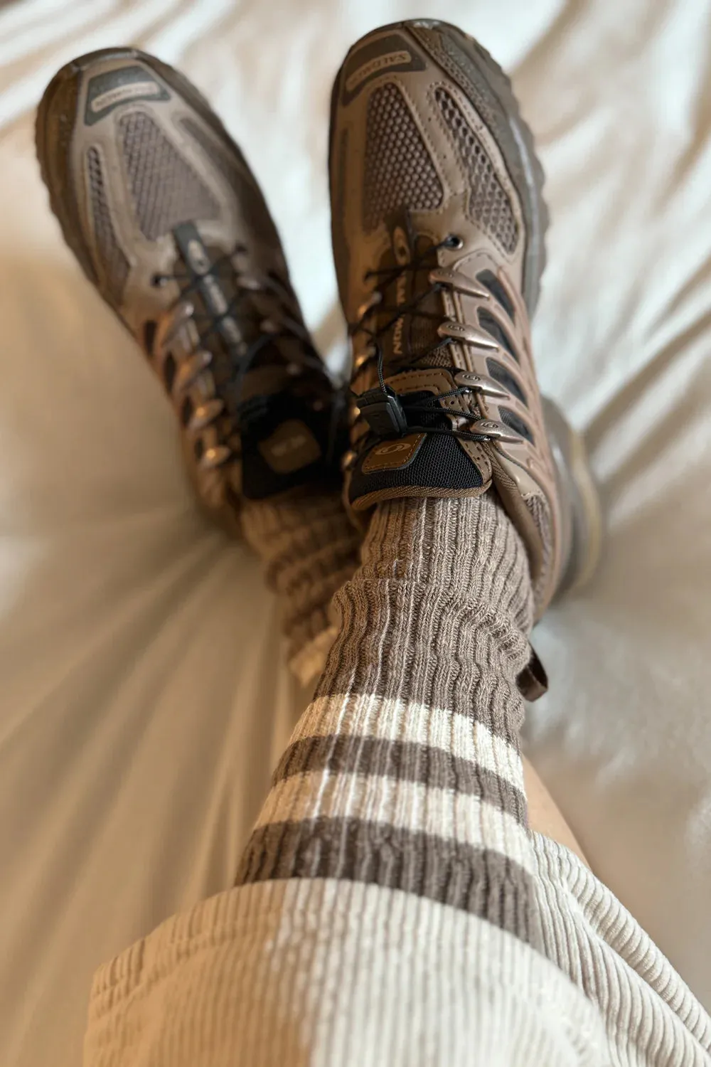 LE BON SHOPPE COTTAGE VARSITY SOCKS FLAX VRSTY