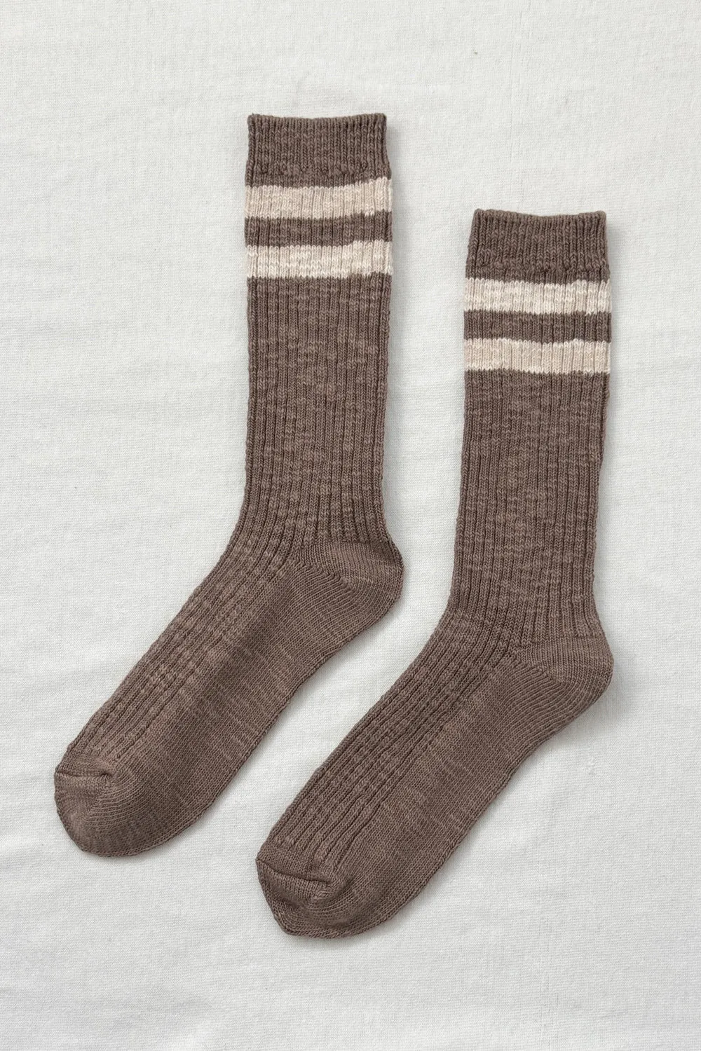 LE BON SHOPPE COTTAGE VARSITY SOCKS FLAX VRSTY