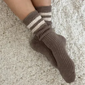 LE BON SHOPPE COTTAGE VARSITY SOCKS FLAX VRSTY
