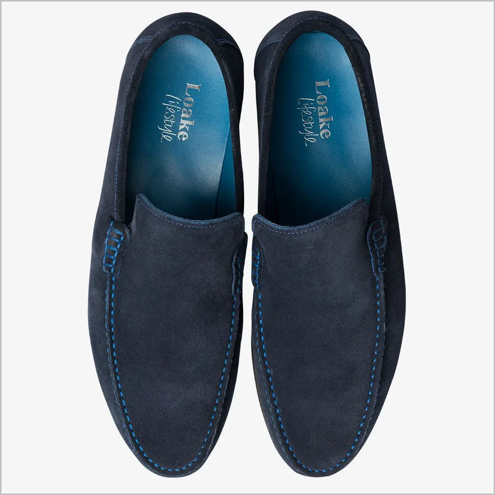 Loake Nicholson Navy Suede Moccasin Shoe@