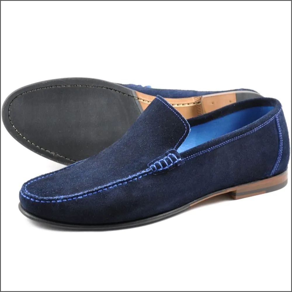 Loake Nicholson Navy Suede Moccasin Shoe@