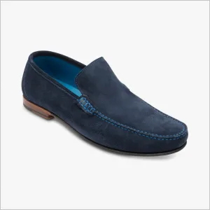 Loake Nicholson Navy Suede Moccasin Shoe@