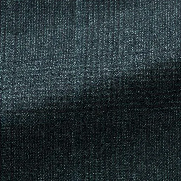 Loro Piana Zelander Bottle Green Natural Stretch S120 Merino Wool with Blue Glencheck