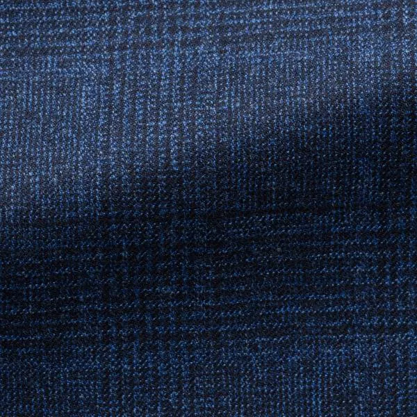 Loro Piana Zelander Neapolitan Blue Natural Stretch S120 Merino Wool with Midnight Blue Glencheck
