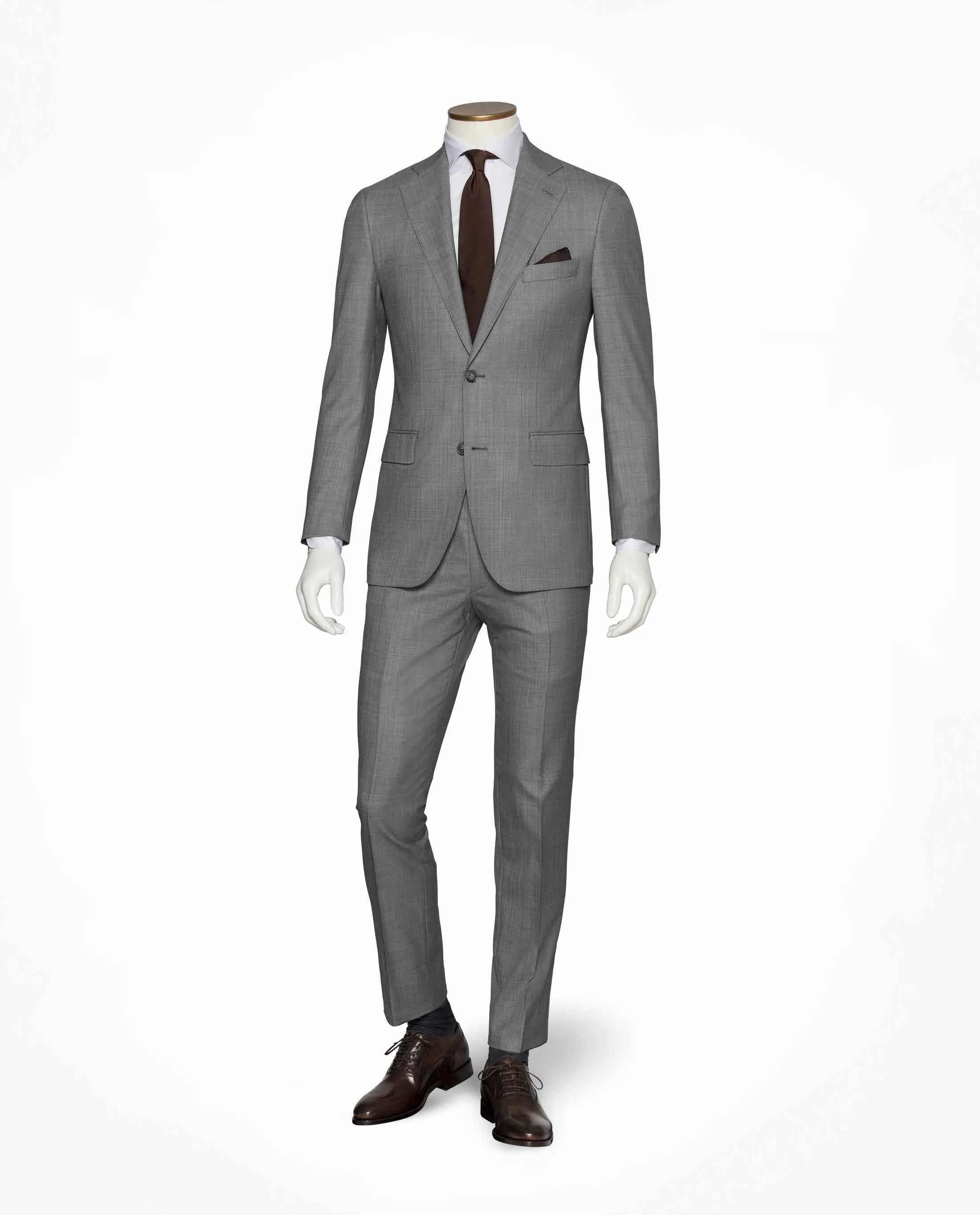 Marzotto 365 Merino Wool Stretch Light Grey Mélange Twill